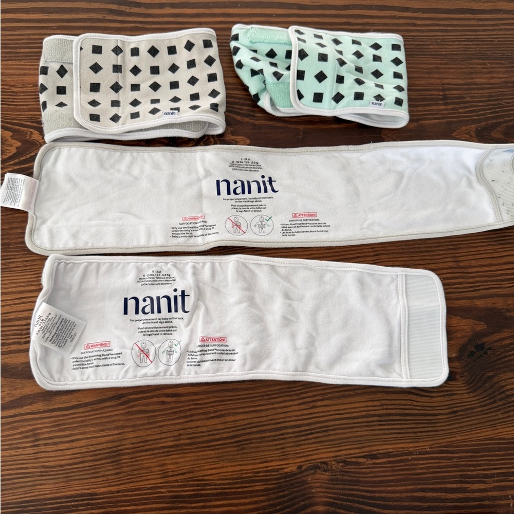 Nanit Baby Breathing Wear Band and Swaddle Set - White and Mint 1 0-3m 3 3-24m